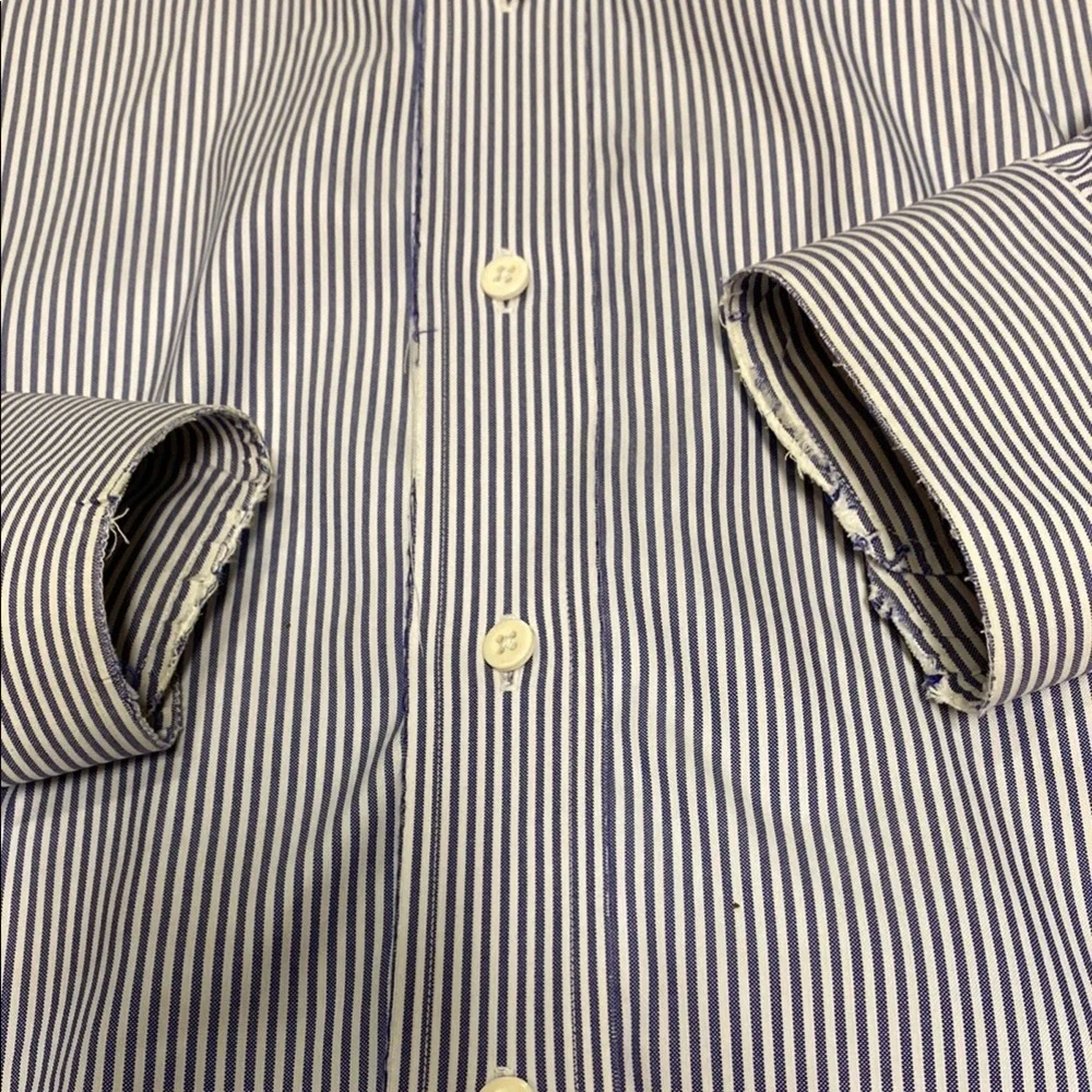 Nordstrom Blue Pin Stripe Dress Shirt with Pointed Collar Career Professional